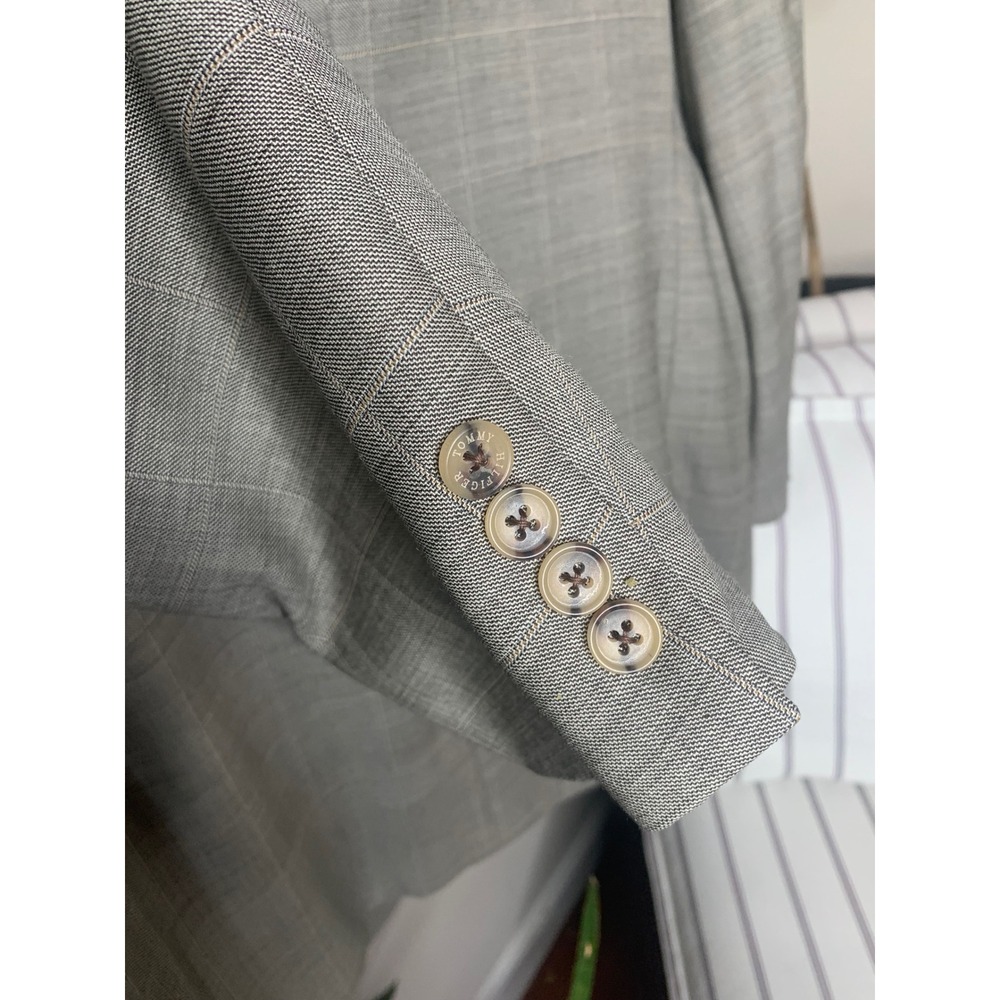 Tommy Hilfiger Mens 42S Grey‎ Glen Plaid Worsted Wool 3-Button Blazer Sport Coat - Picture 10 of 15